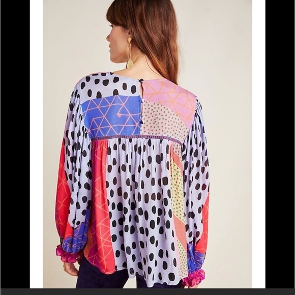 New! Bl^nK London for Anthropologie XS Miranda pesant blouse. - Picture 3 of 13